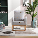 Upholstered High Back Wooden Rocking Chair for Living Room Baby Kids Room Bedroom, Pink Boucle
