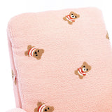 Upholstered High Back Wooden Rocking Chair for Living Room Baby Kids Room Bedroom, Pink Boucle
