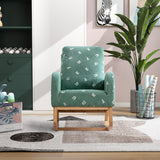Upholstered High Back Wooden Rocking Chair for Living Room Baby Kids Room Bedroom, Pink Boucle