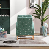 Upholstered High Back Wooden Rocking Chair for Living Room Baby Kids Room Bedroom, Pink Boucle