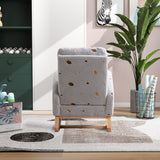 Upholstered High Back Wooden Rocking Chair for Living Room Baby Kids Room Bedroom, Pink Boucle