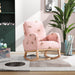 Upholstered High Back Wooden Rocking Chair for Living Room Baby Kids Room Bedroom, Pink Boucle