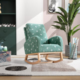 Upholstered High Back Wooden Rocking Chair for Living Room Baby Kids Room Bedroom, Pink Boucle