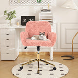 Upholstered Office Chair with Adjustable 360 Swivel Golden Base