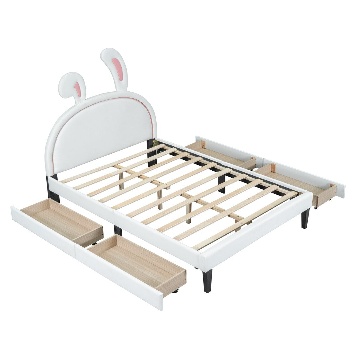 Upholstered Platform Bed with 4 Drawers