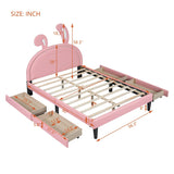 Upholstered Platform Bed with 4 Drawers