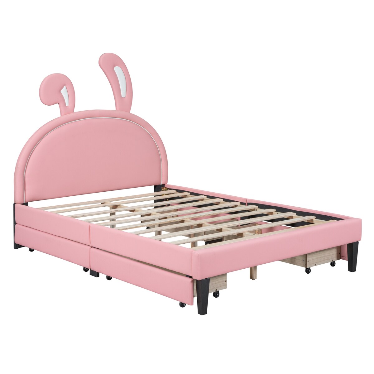 Upholstered Platform Bed with 4 Drawers