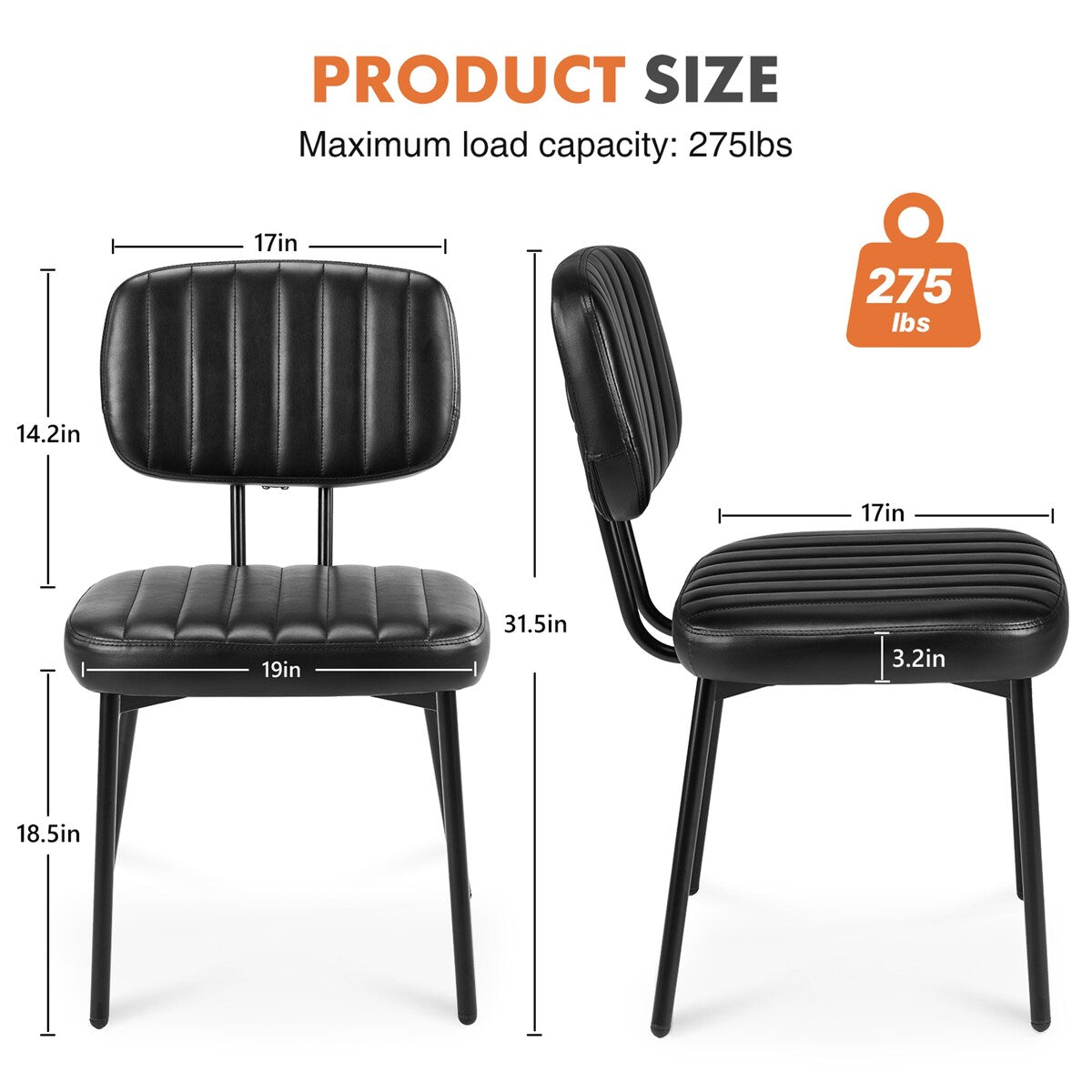 Upholstered Mid Century Modern Kitchen Dining Room Chairs Set of 2