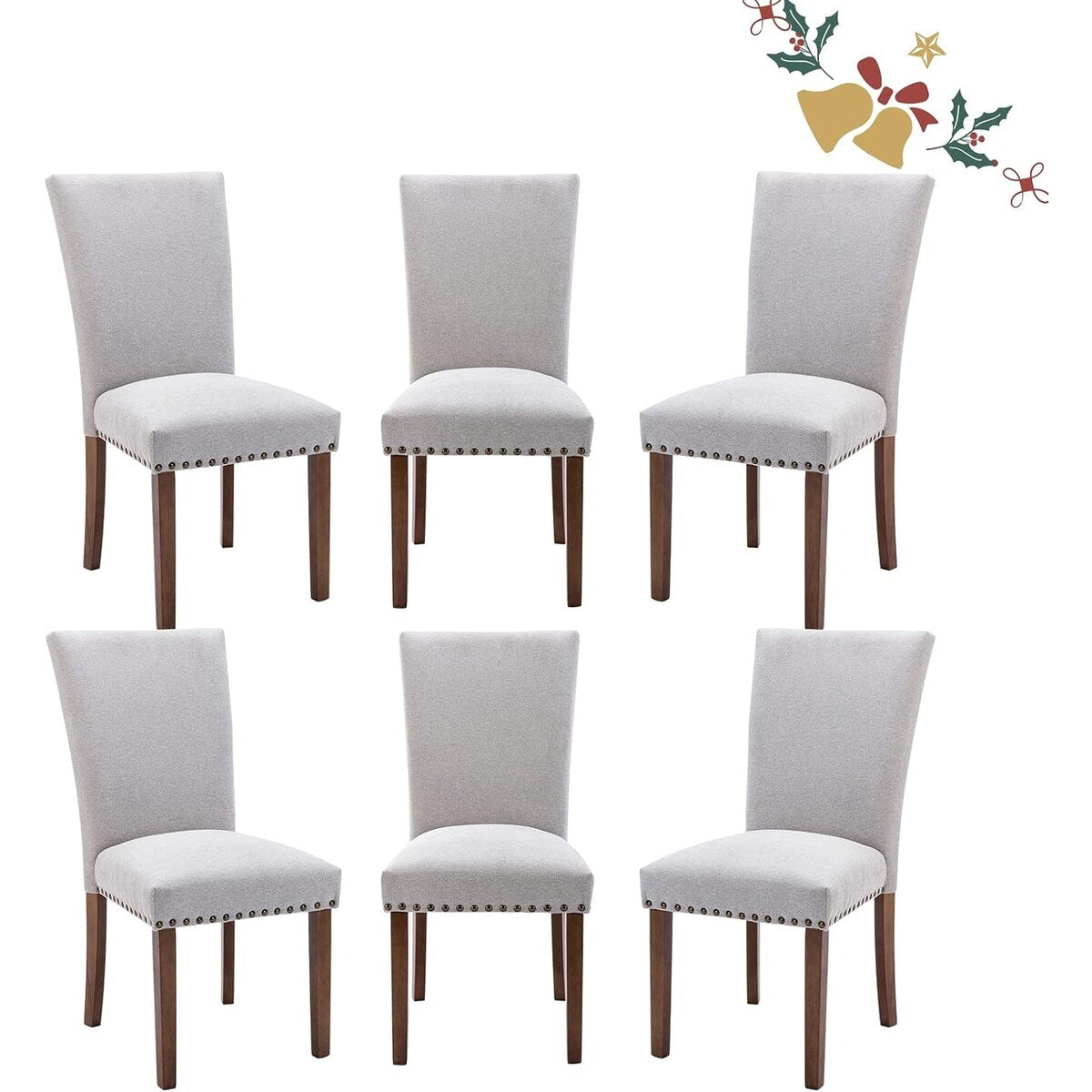 Upholstered Parsons Dining Chairs Set of 2 4 6 Fabric Dining Room Kitchen Side Chair with Nailhead Trim and Wood Legs