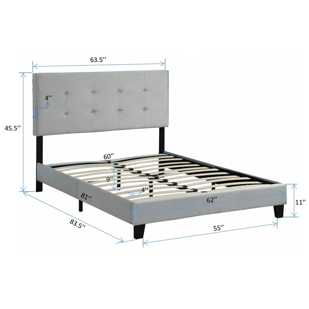 Upholstered Platform Bed Frame with pull point Tufted Headboard,Queen