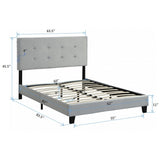 Upholstered Platform Bed Frame with pull point Tufted Headboard,Queen