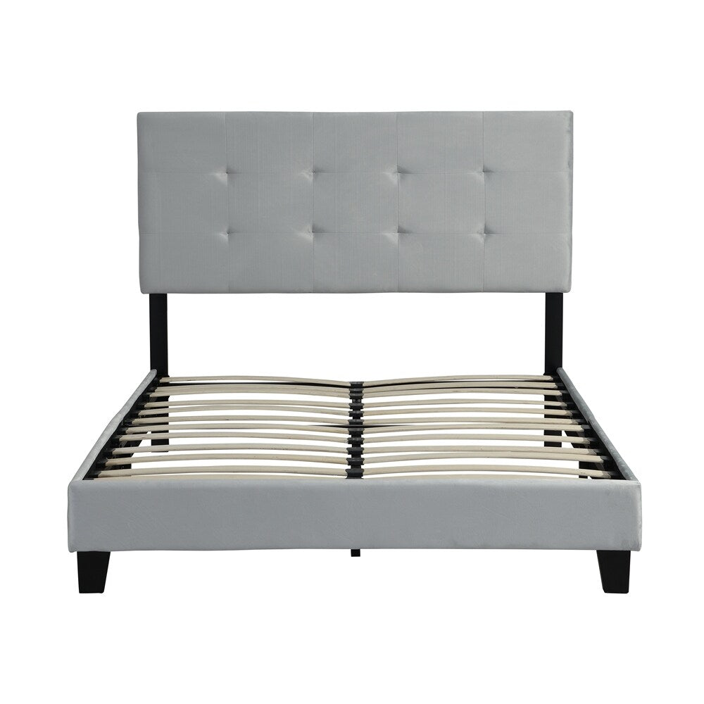 Upholstered Platform Bed Frame with pull point Tufted Headboard,Queen