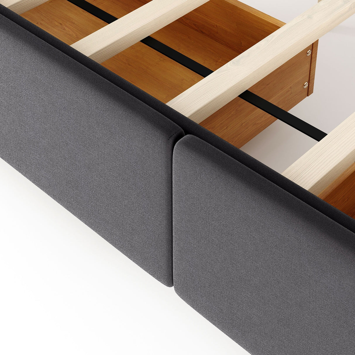 Upholstered Platform Bed with Classic Headboard and 4 Drawers, No Box Spring Needed, Linen Fabric, Queen Size