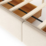 Upholstered Platform Bed with Classic Headboard and 4 Drawers, No Box Spring Needed, Linen Fabric, Queen Size
