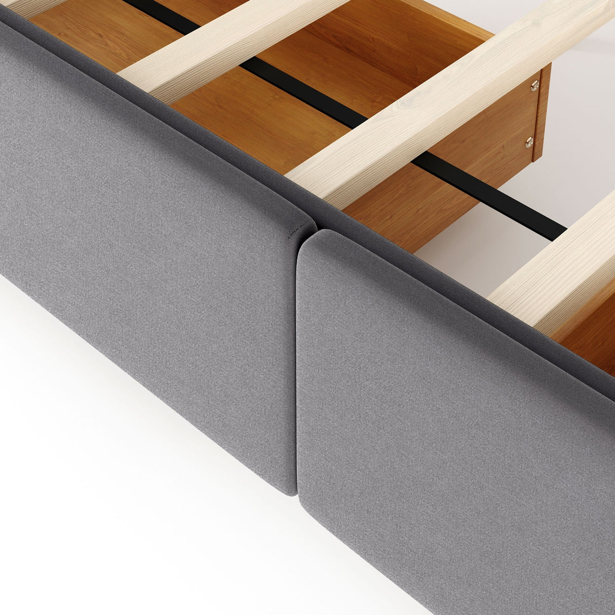 Upholstered Platform Bed with Classic Headboard and 4 Drawers, No Box Spring Needed, Linen Fabric, Queen Size