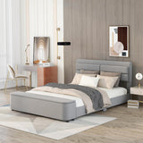 Upholstered Platform Bed with Storage Headboard