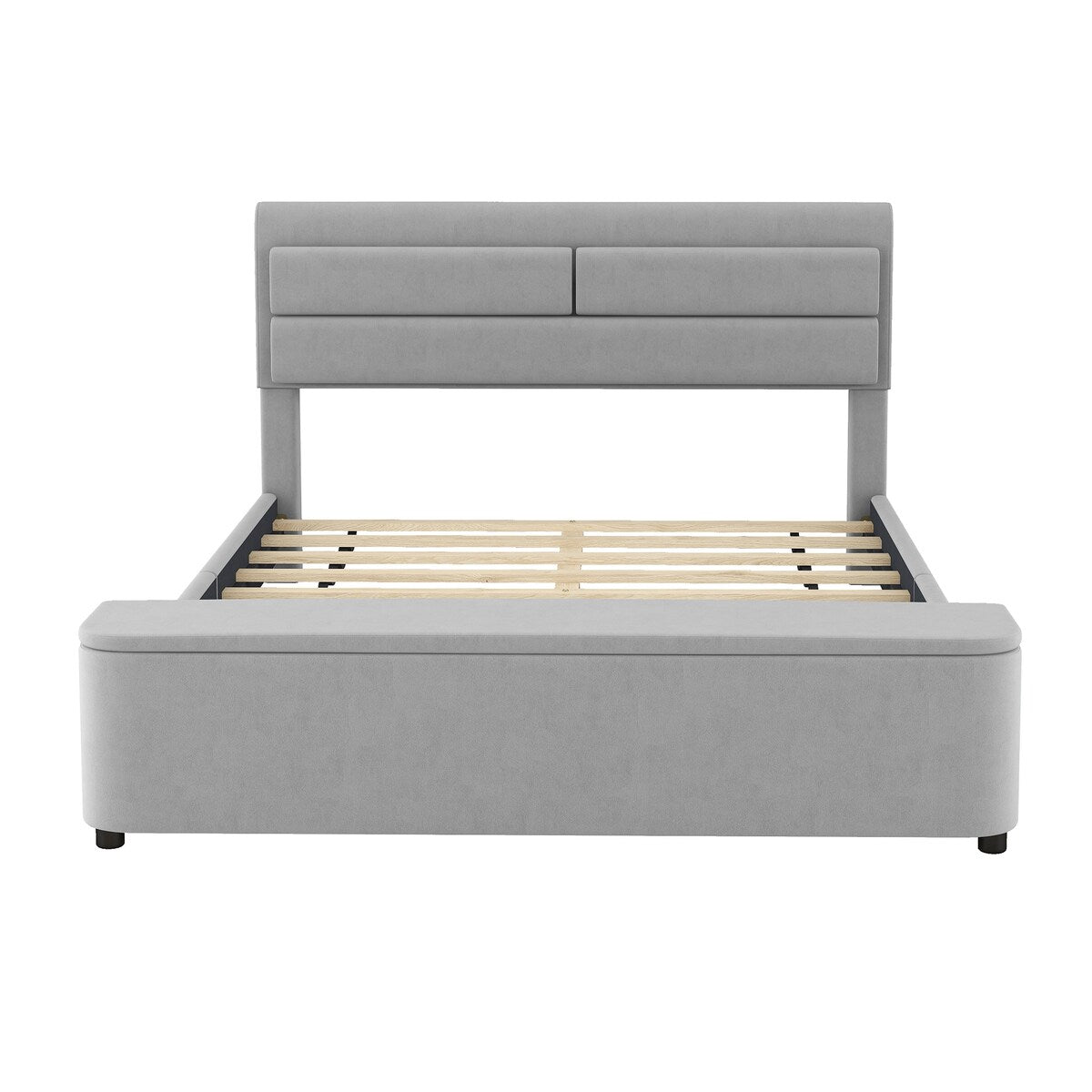 Upholstered Platform Bed with Storage Headboard