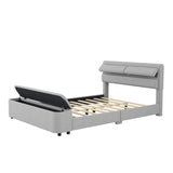 Upholstered Platform Bed with Storage Headboard