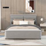 Upholstered Platform Bed with Storage Headboard