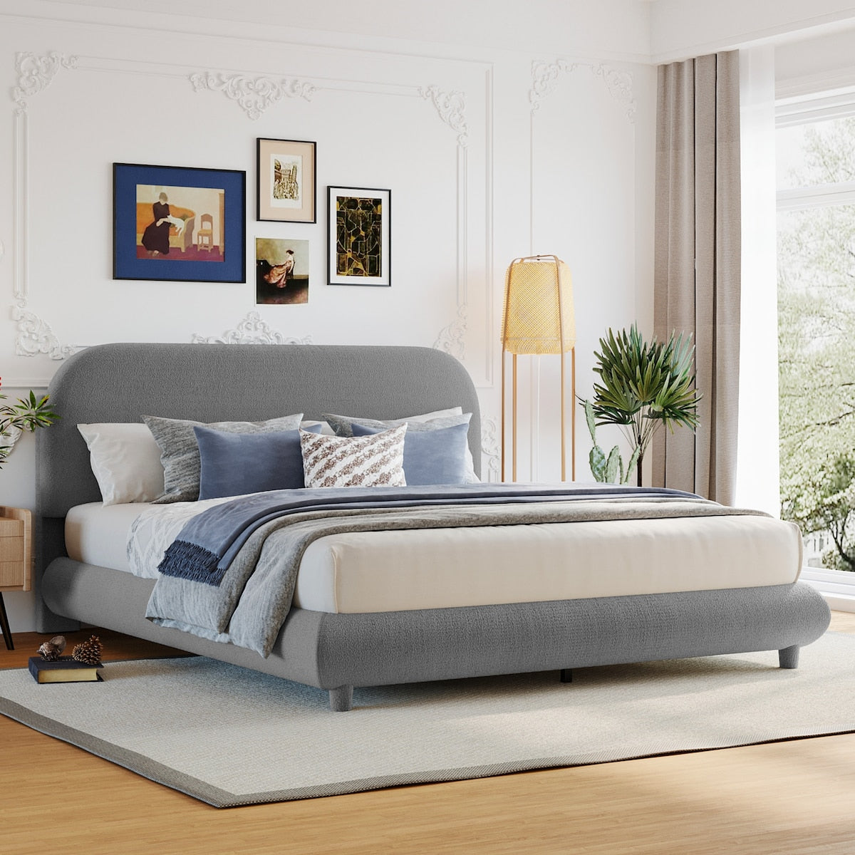 Upholstered Platform Bed with Thick Fabric