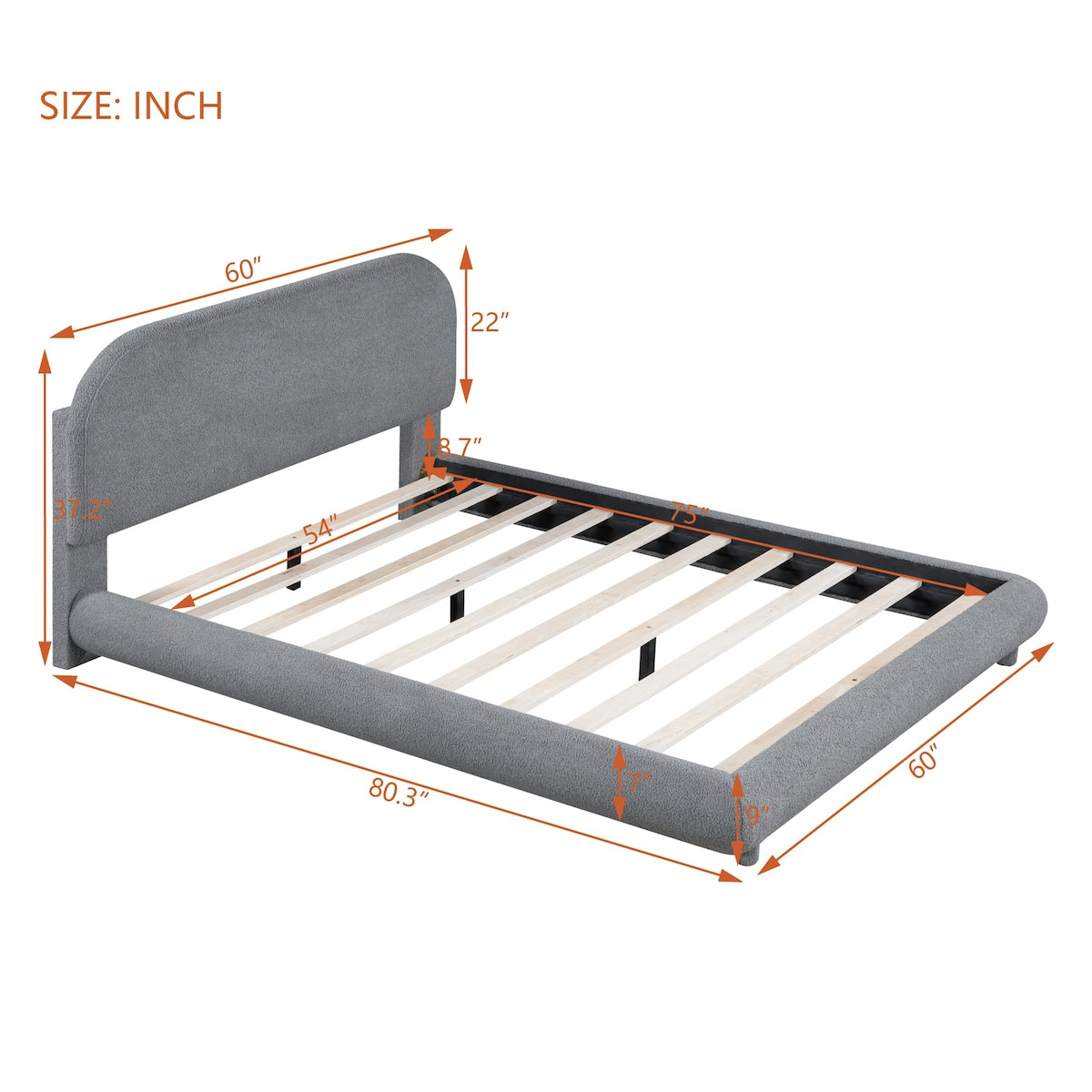 Upholstered Platform Bed with Thick Fabric