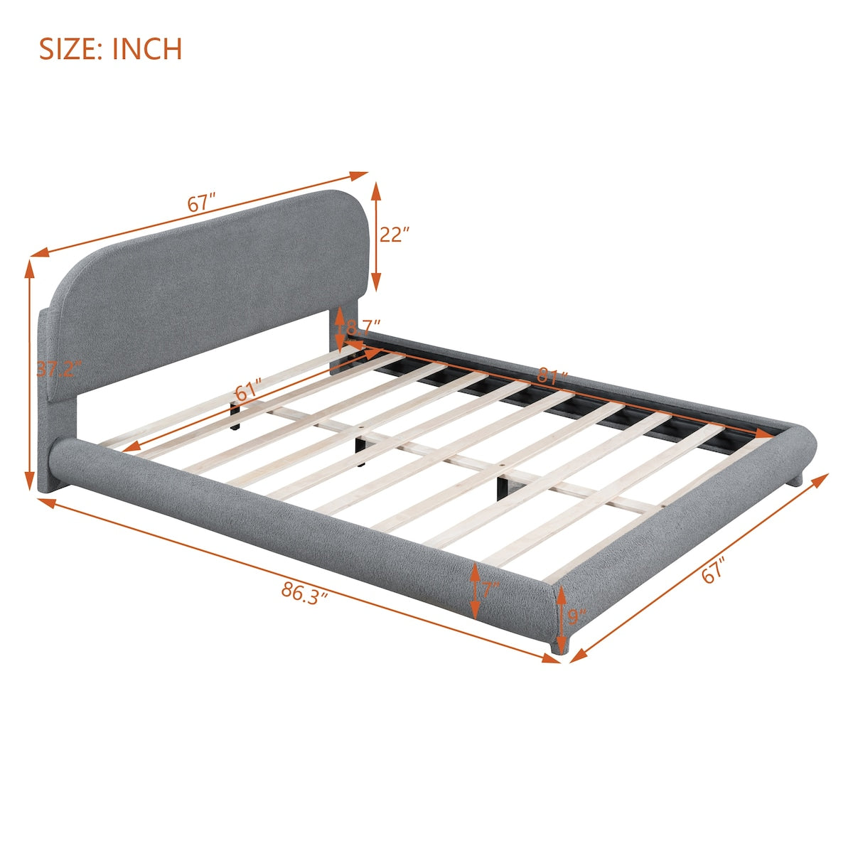 Upholstered Platform Bed with Thick Fabric