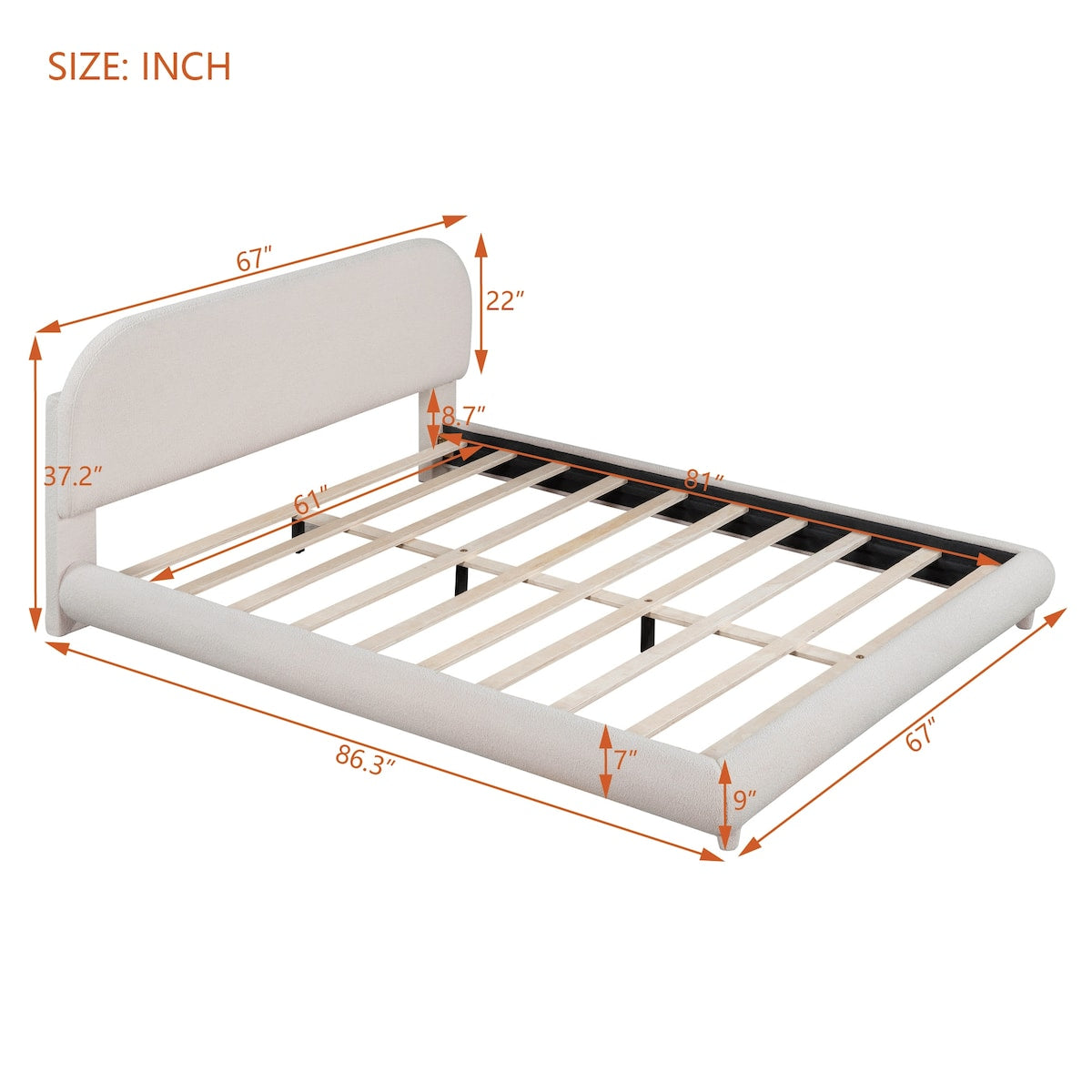 Upholstered Platform Bed with Thick Fabric