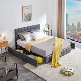 Upholstered Platform Bed with four Storage Drawers