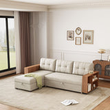Upholstered Pull Out Convertible Sectional Sofa with Storage Chaise