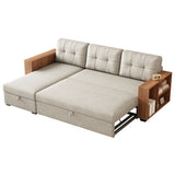 Upholstered Pull Out Convertible Sectional Sofa with Storage Chaise