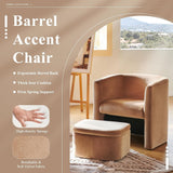 Sherpa Barrel Chair Accent Chair with Storage Ottoman Set