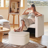Sherpa Barrel Chair Accent Chair with Storage Ottoman Set