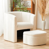 Sherpa Barrel Chair Accent Chair with Storage Ottoman Set