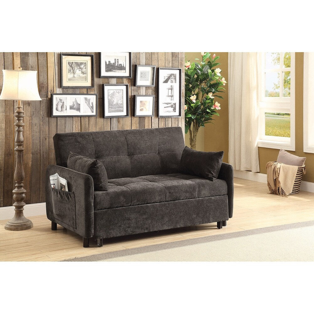 Upholstered Sleeper Sofa Bed in Charcoal and Black
