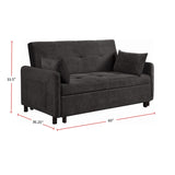Upholstered Sleeper Sofa Bed in Charcoal and Black