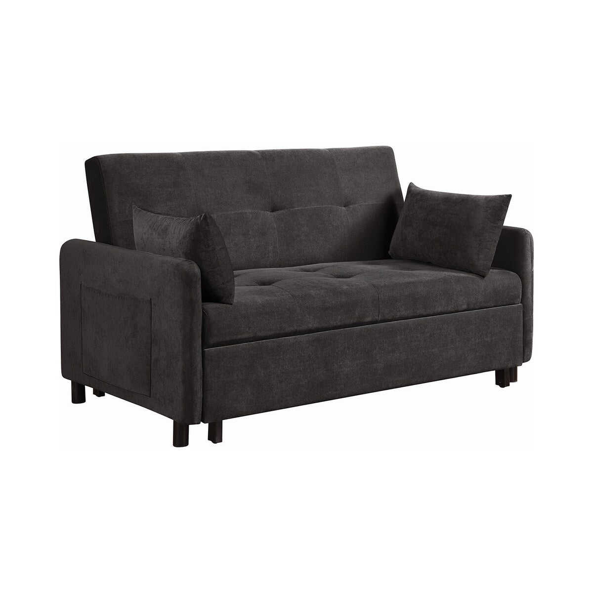 Upholstered Sleeper Sofa Bed in Charcoal and Black