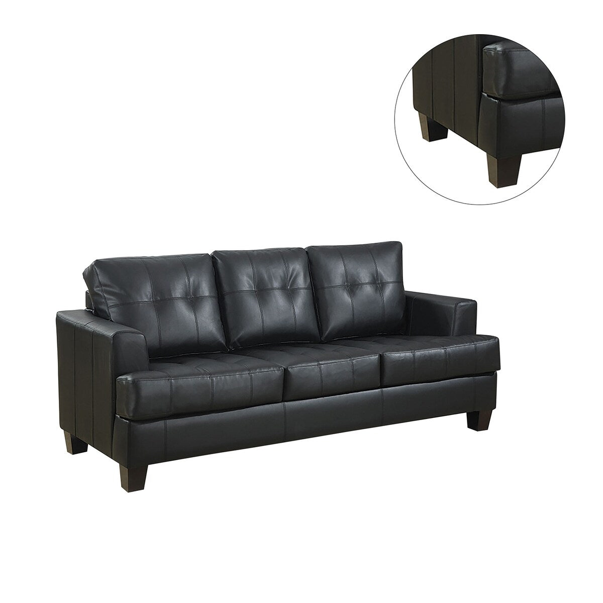 Upholstered Sleeper Sofa with Tufted, Black