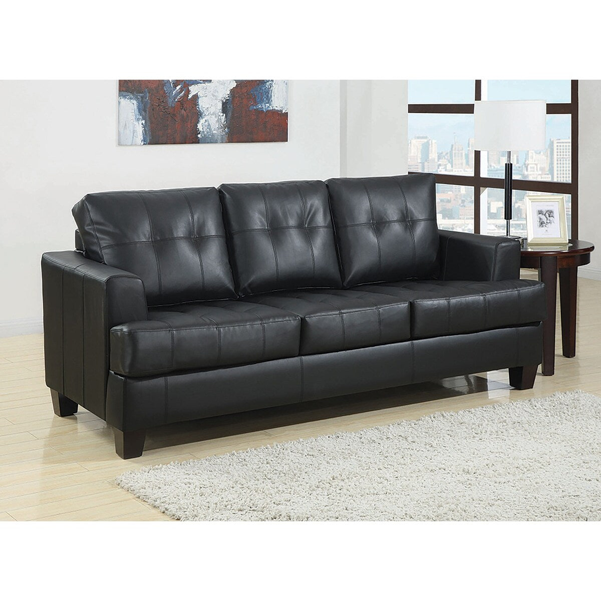 Upholstered Sleeper Sofa with Tufted, Black