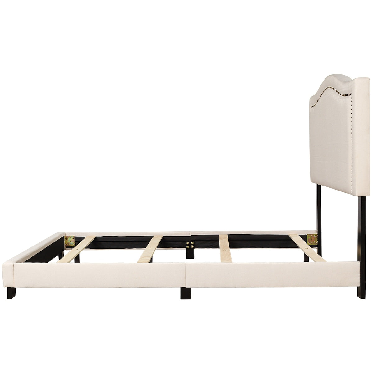 Upholstered Standard Bed, Beige, Queen