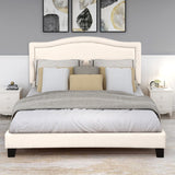 Upholstered Standard Bed, Beige, Queen