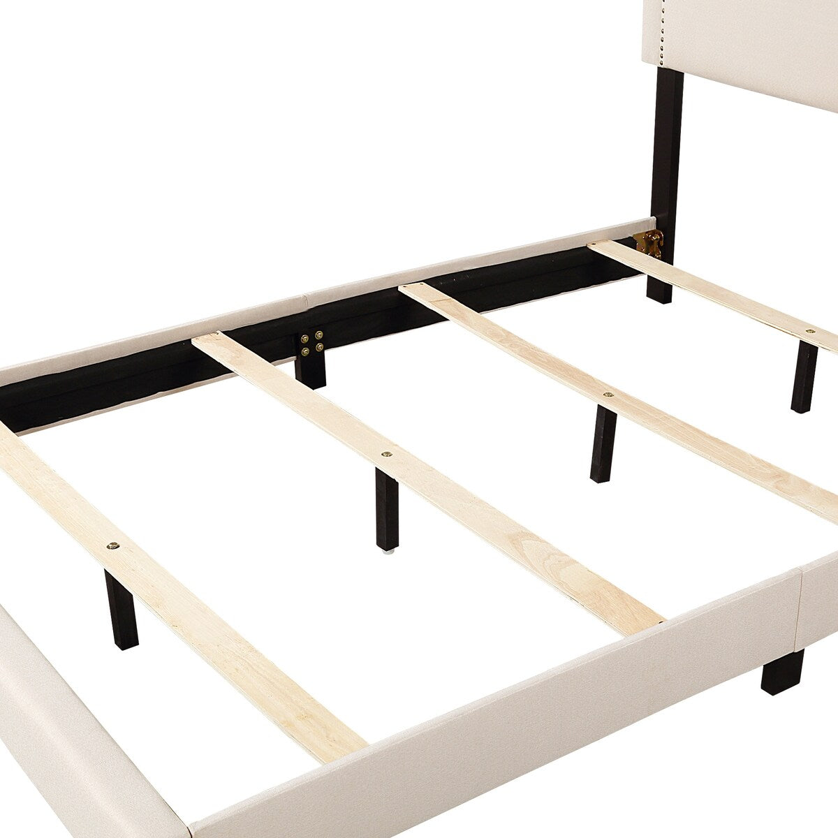 Upholstered Standard Bed, Beige, Queen