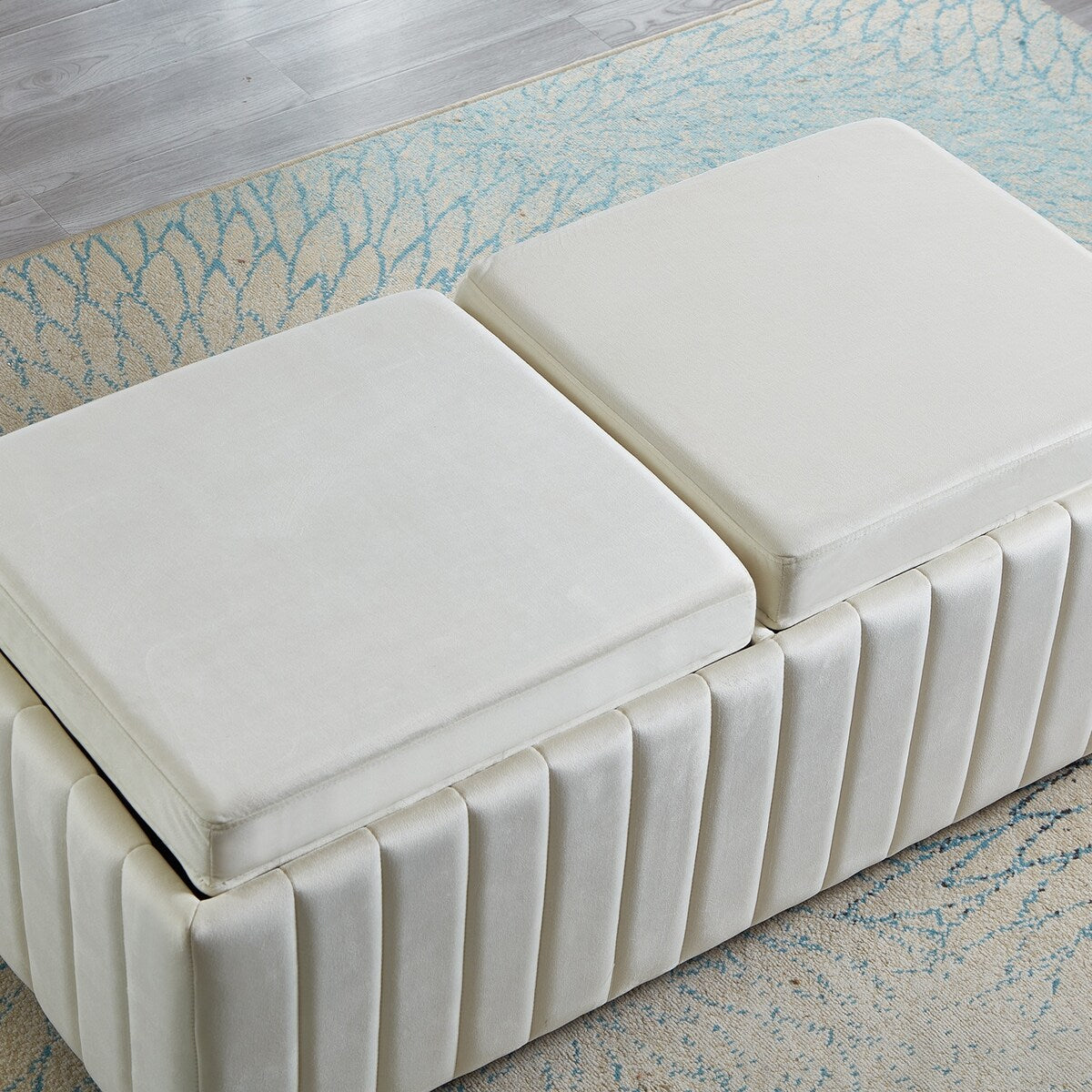 Upholstered Storage Bench 45 Inches Modern Coffee Table Storage Ottoman Bench With Thicker Seat Nailhead Trim Safety Hinge
