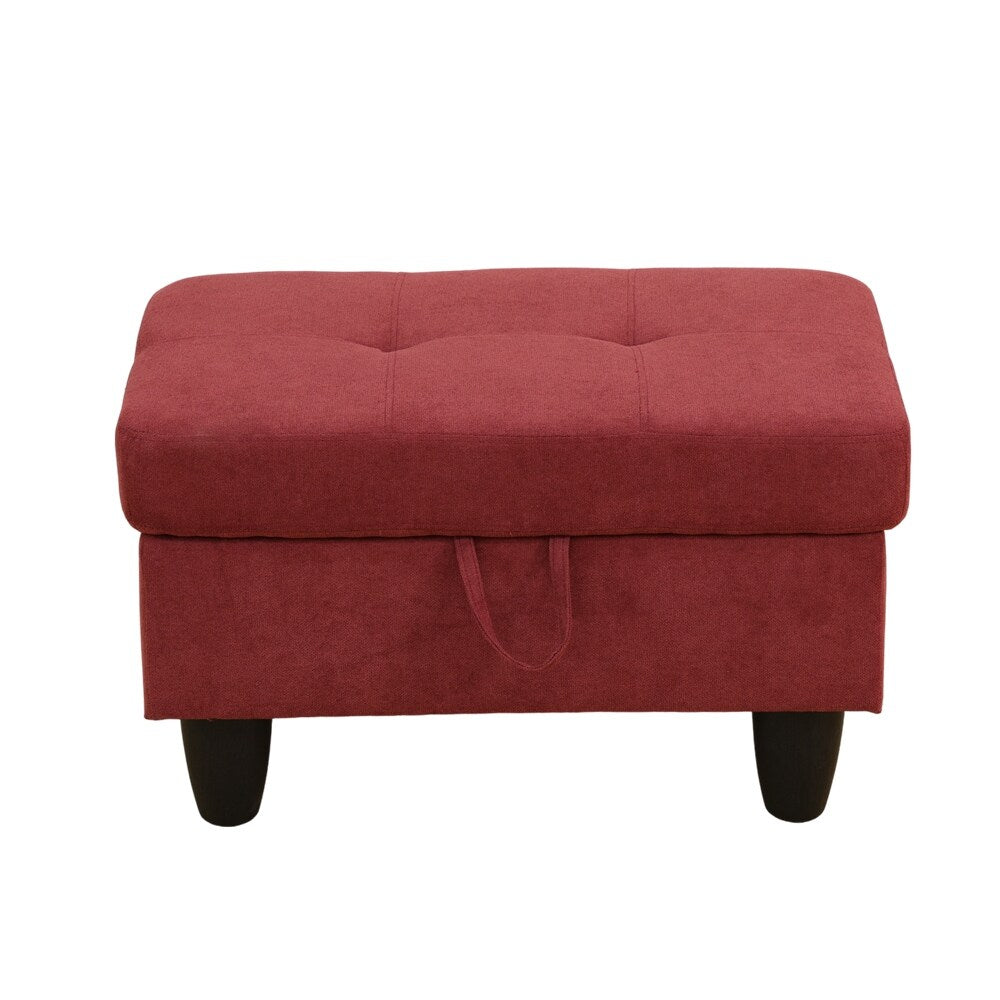 Upholstered Storage Ottoman with Legs, Tough Wood Frame