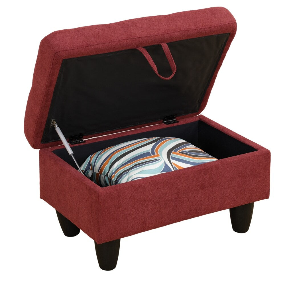 Upholstered Storage Ottoman with Legs, Tough Wood Frame