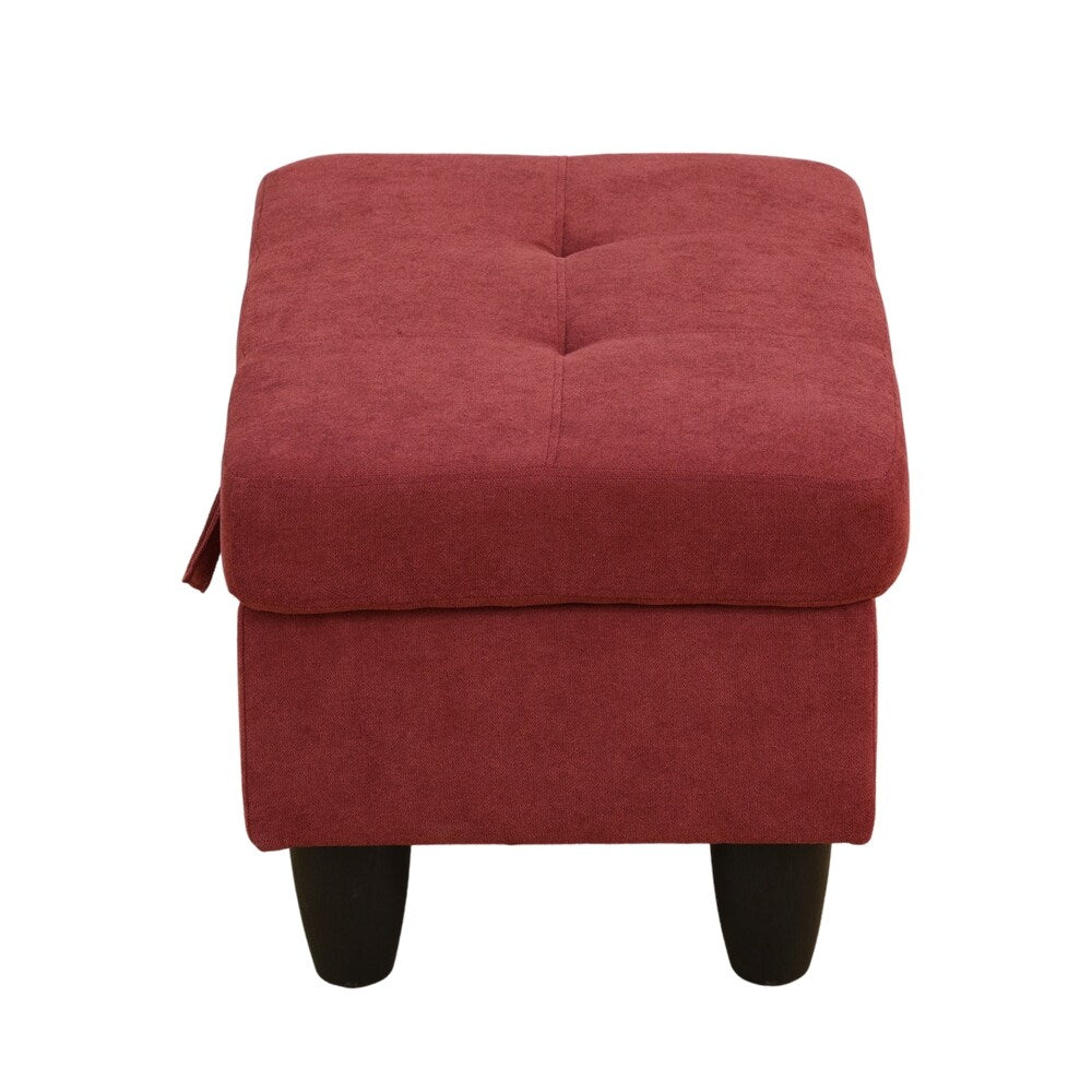 Upholstered Storage Ottoman with Legs, Tough Wood Frame