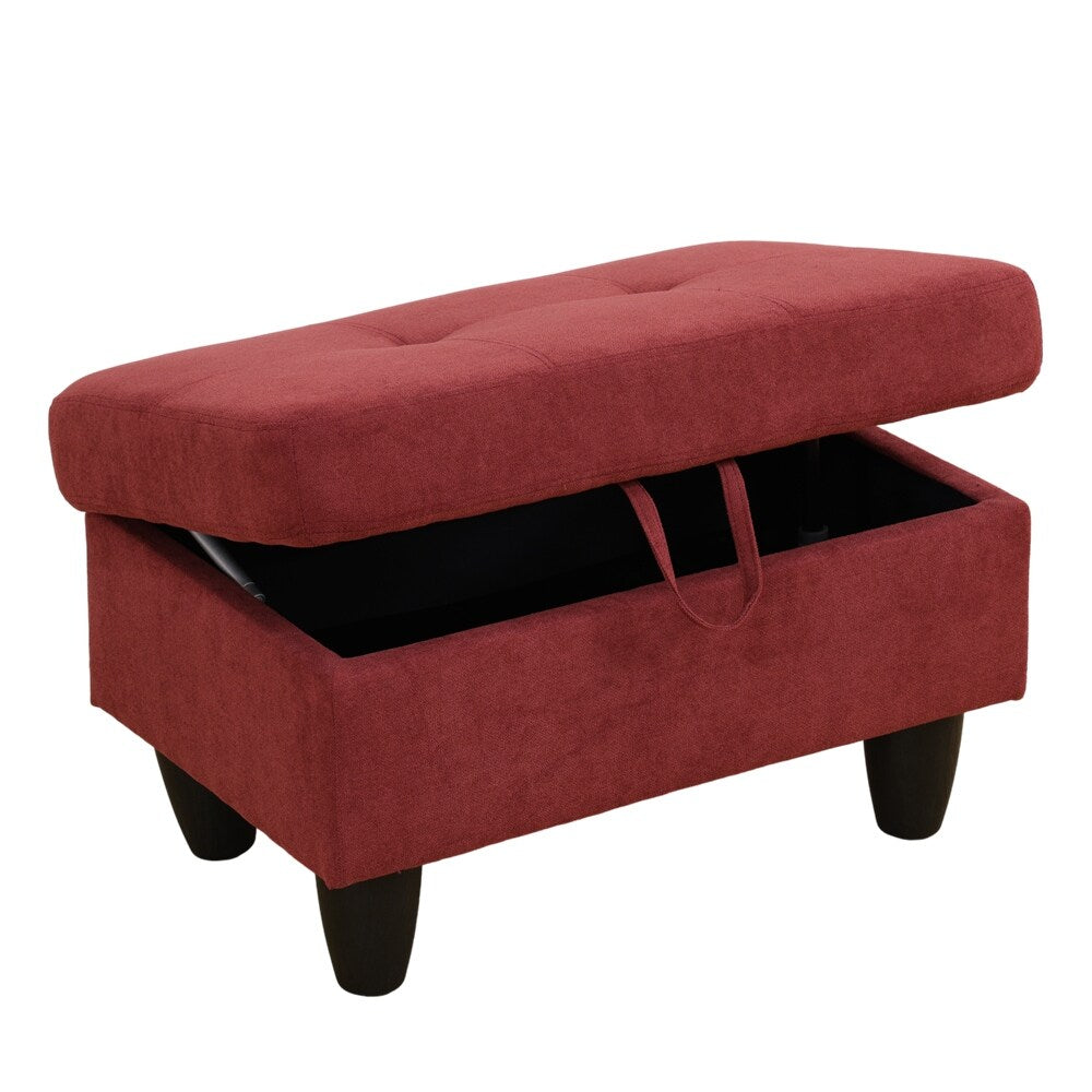 Upholstered Storage Ottoman with Legs, Tough Wood Frame