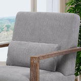 Upholstered Swivel Accent Chair Lounge Reading Chair w/Solid Wood Armrests