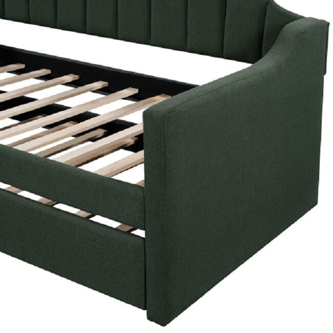 Upholstered Twin Daybed with Trundle, Green（New）
