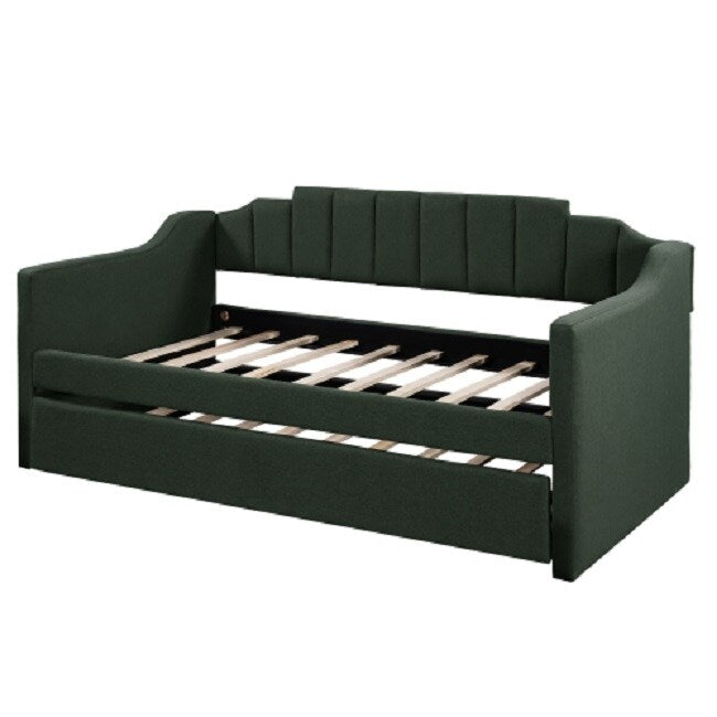 Upholstered Twin Daybed with Trundle, Green（New）
