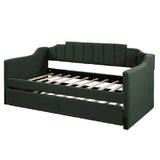 Upholstered Twin Daybed with Trundle, Green（New）